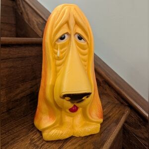 Vintage Retro 1970’s Plastic Crying Basset Hound Piggy Bank Excellent Condition
